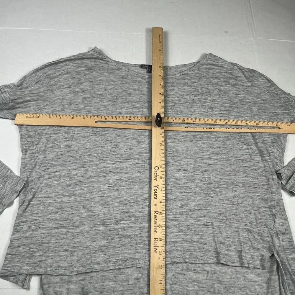 VinceâWomen Slub Linen Sweater Gray Breathable Layering Relaxed Fit Pullover L - Picture 7 of 11